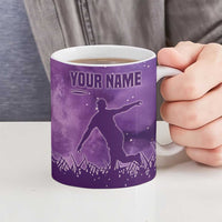 Custom Disc Golf Ceramic Mug with Purple Sunset Tie Dye Basket and Player Silhouette - Wonder Print Shop