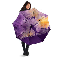 Custom Disc Golf Umbrella with Purple Sunset Tie Dye Basket and Player Silhouette - Wonder Print Shop