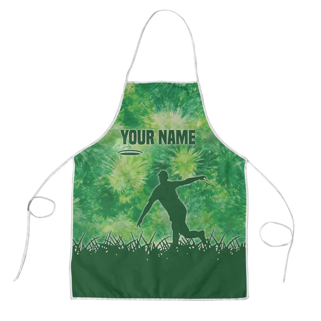 Custom Disc Golf Apron with Green Tie Dye Basket and Player Silhouette - Wonder Print Shop