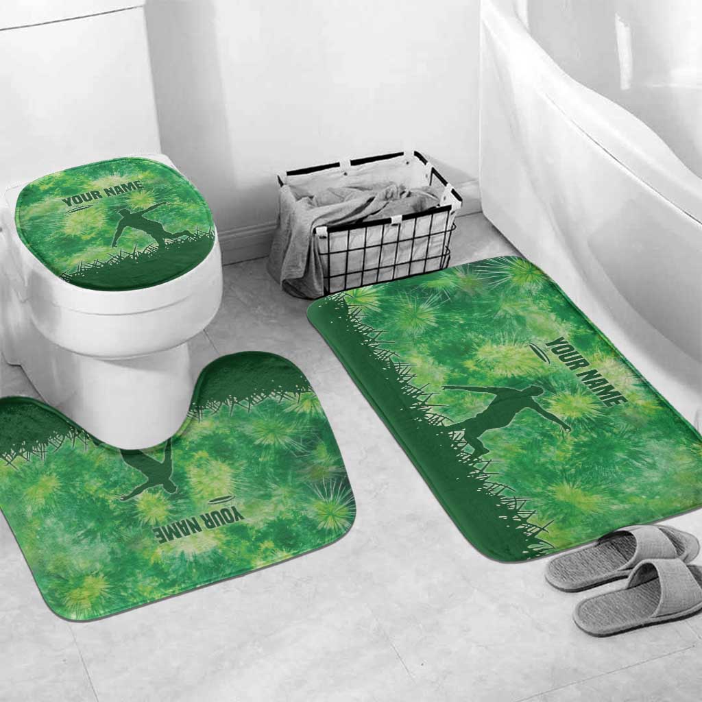 Custom Disc Golf Bathroom Set with Green Tie Dye Basket and Player Silhouette - Wonder Print Shop