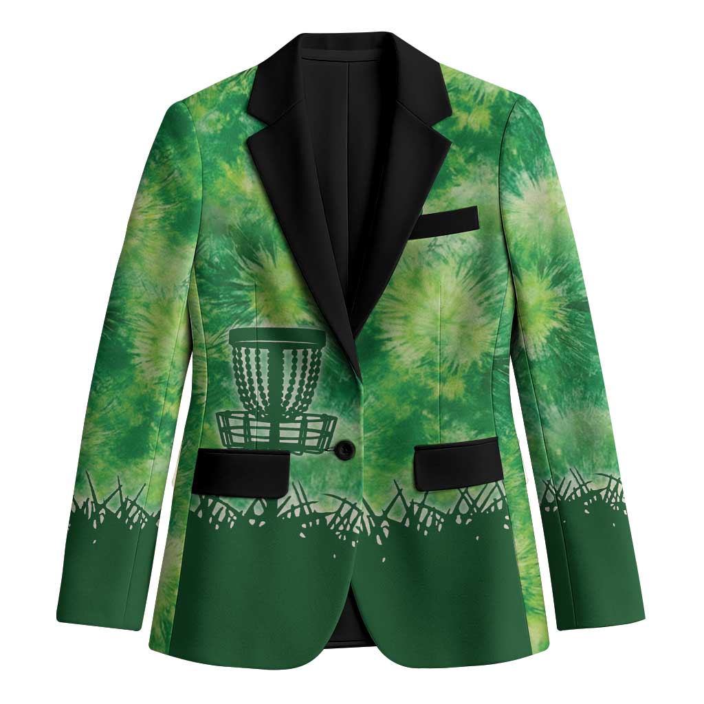 Custom Disc Golf Blazer with Green Tie Dye Basket and Player Silhouette - Wonder Print Shop