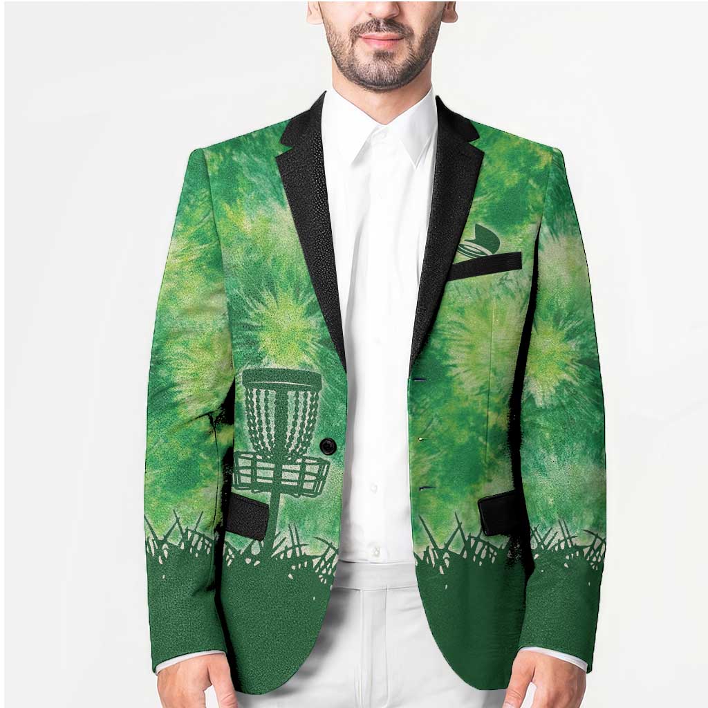 Custom Disc Golf Blazer with Green Tie Dye Basket and Player Silhouette - Wonder Print Shop