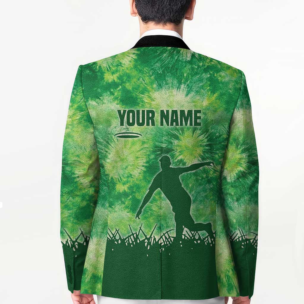 Custom Disc Golf Blazer with Green Tie Dye Basket and Player Silhouette - Wonder Print Shop