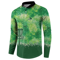 Custom Disc Golf Button Sweatshirt with Green Tie Dye Basket and Player Silhouette - Wonder Print Shop