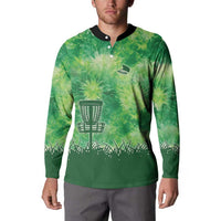Custom Disc Golf Button Sweatshirt with Green Tie Dye Basket and Player Silhouette - Wonder Print Shop