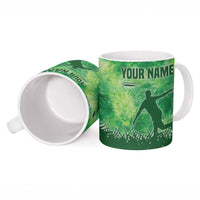 Custom Disc Golf Ceramic Mug with Green Tie Dye Basket and Player Silhouette - Wonder Print Shop