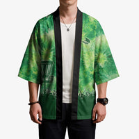 Custom Disc Golf Kimono with Green Tie Dye Basket and Player Silhouette - Wonder Print Shop