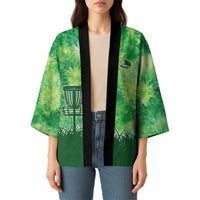 Custom Disc Golf Kimono with Green Tie Dye Basket and Player Silhouette - Wonder Print Shop