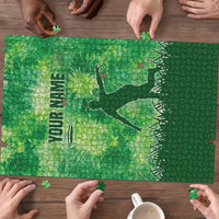 Custom Disc Golf Puzzle with Green Tie Dye Basket and Player Silhouette - Wonder Print Shop