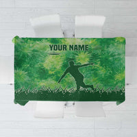 Custom Disc Golf Tablecloth with Green Tie Dye Basket and Player Silhouette - Wonder Print Shop
