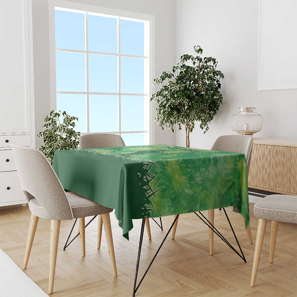 Custom Disc Golf Tablecloth with Green Tie Dye Basket and Player Silhouette - Wonder Print Shop