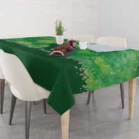 Custom Disc Golf Tablecloth with Green Tie Dye Basket and Player Silhouette - Wonder Print Shop