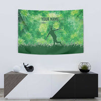 Custom Disc Golf Tapestry with Green Tie Dye Basket and Player Silhouette - Wonder Print Shop