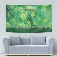 Custom Disc Golf Tapestry with Green Tie Dye Basket and Player Silhouette - Wonder Print Shop
