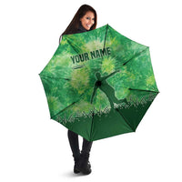 Custom Disc Golf Umbrella with Green Tie Dye Basket and Player Silhouette - Wonder Print Shop
