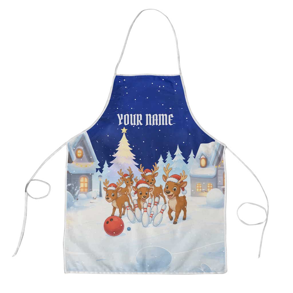 Funny Christmas Reindeer Bowling Custom Apron with Reindeer Snow Scene - Wonder Print Shop