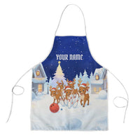Funny Christmas Reindeer Bowling Custom Apron with Reindeer Snow Scene - Wonder Print Shop