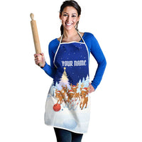 Funny Christmas Reindeer Bowling Custom Apron with Reindeer Snow Scene - Wonder Print Shop