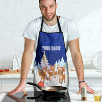 Funny Christmas Reindeer Bowling Custom Apron with Reindeer Snow Scene - Wonder Print Shop