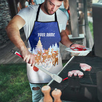 Funny Christmas Reindeer Bowling Custom Apron with Reindeer Snow Scene - Wonder Print Shop