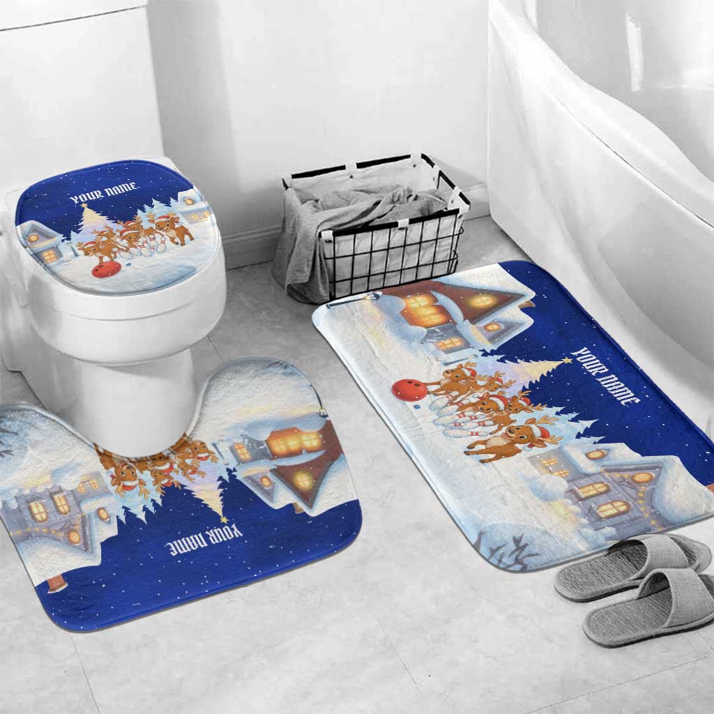 Funny Christmas Reindeer Bowling Custom Bathroom Set with Reindeer Snow Scene - Wonder Print Shop