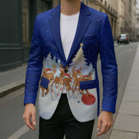 Funny Christmas Reindeer Bowling Custom Blazer with Reindeer Snow Scene - Wonder Print Shop
