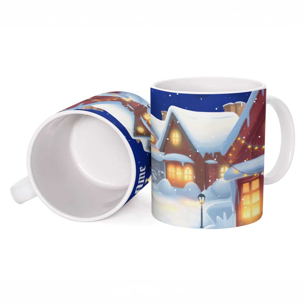 Funny Christmas Reindeer Bowling Custom Ceramic Mug with Reindeer Snow Scene - Wonder Print Shop