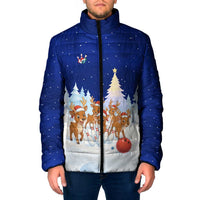 Funny Christmas Reindeer Bowling Custom Padded Jacket with Reindeer Snow Scene - Wonder Print Shop