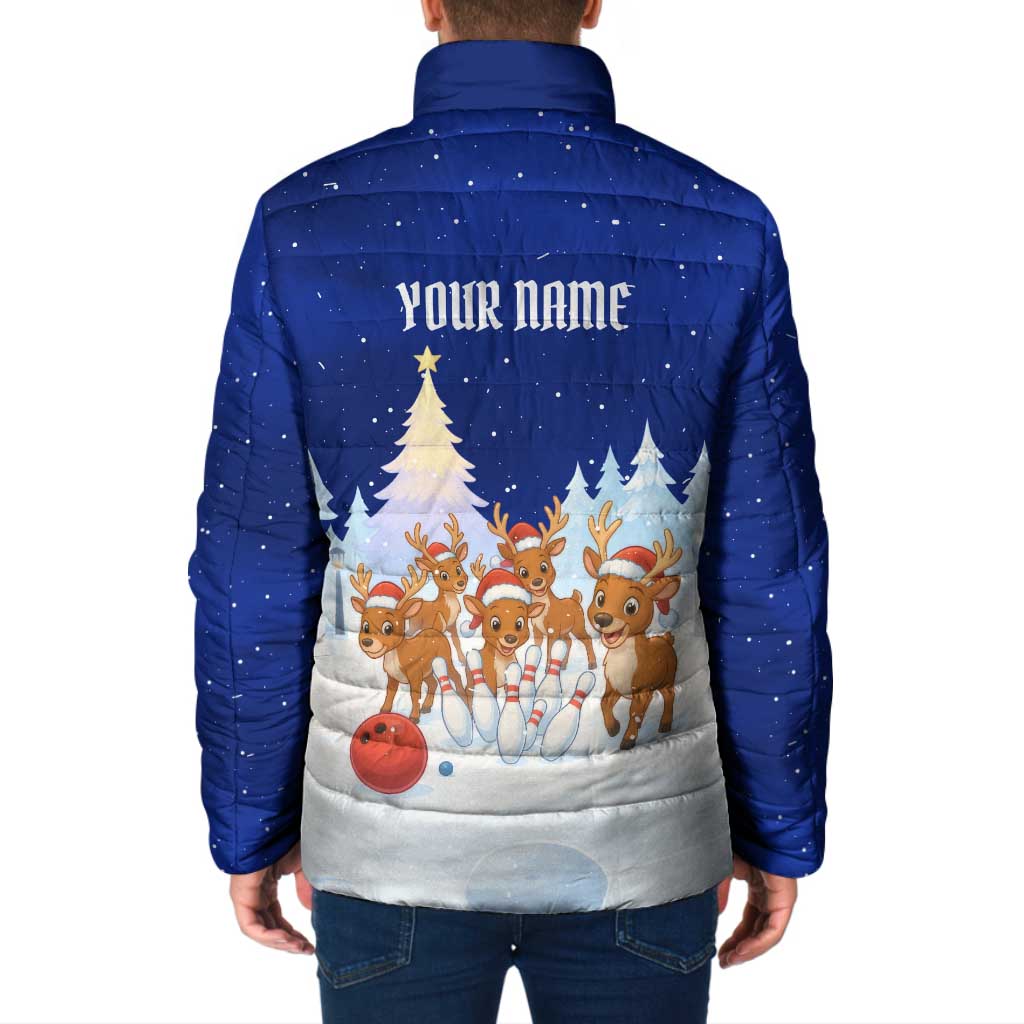 Funny Christmas Reindeer Bowling Custom Padded Jacket with Reindeer Snow Scene - Wonder Print Shop