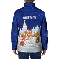 Funny Christmas Reindeer Bowling Custom Padded Jacket with Reindeer Snow Scene - Wonder Print Shop