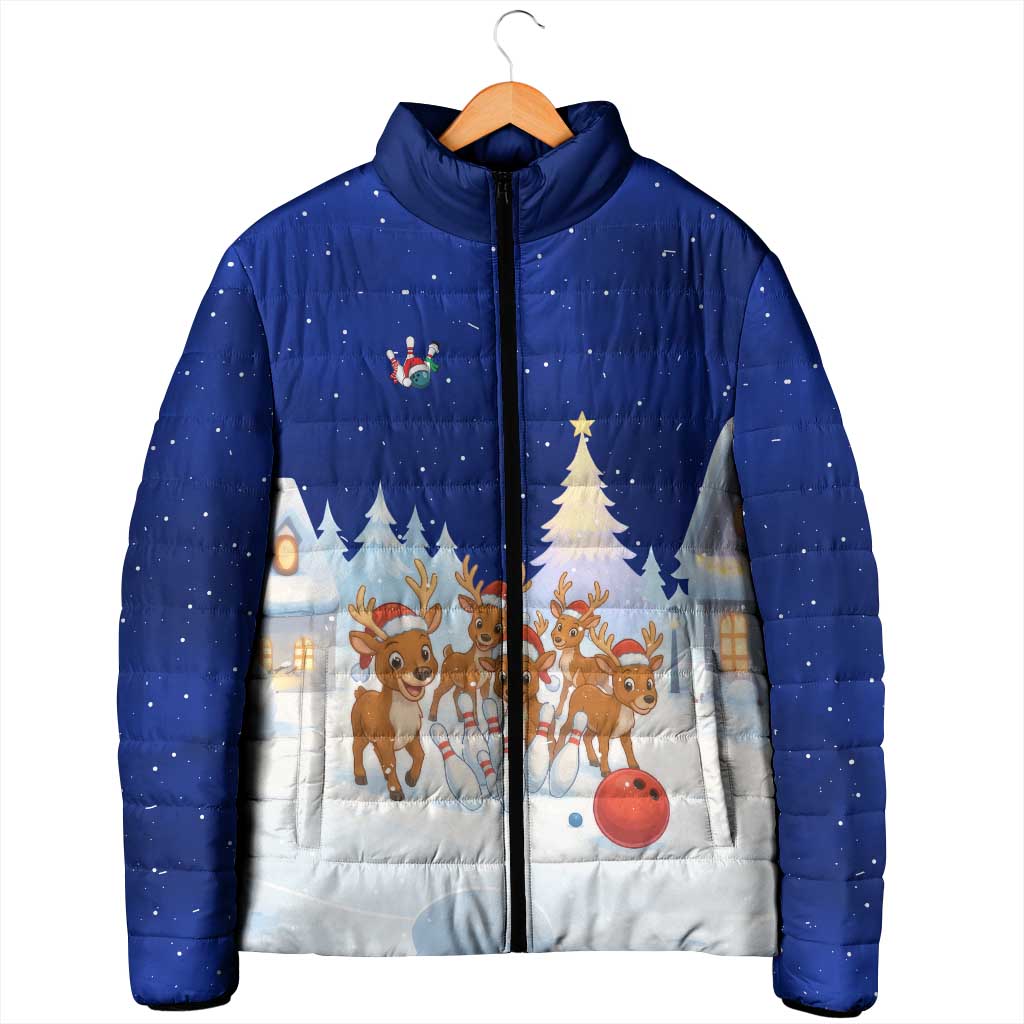 Funny Christmas Reindeer Bowling Custom Padded Jacket with Reindeer Snow Scene - Wonder Print Shop
