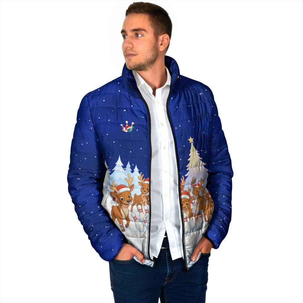 Funny Christmas Reindeer Bowling Custom Padded Jacket with Reindeer Snow Scene - Wonder Print Shop