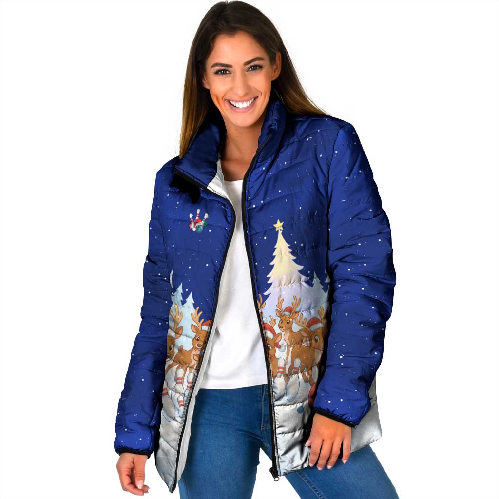 Funny Christmas Reindeer Bowling Custom Padded Jacket with Reindeer Snow Scene - Wonder Print Shop