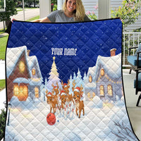 Funny Christmas Reindeer Bowling Custom Quilt with Reindeer Snow Scene - Wonder Print Shop