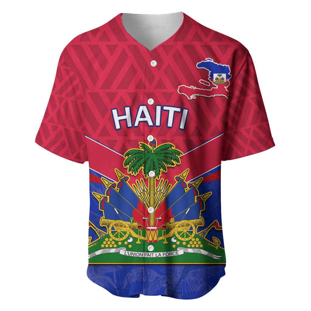 Custom Haiti Baseball Jersey Ayiti Coat Of Arms With Map TS06 - Wonder Print Shop