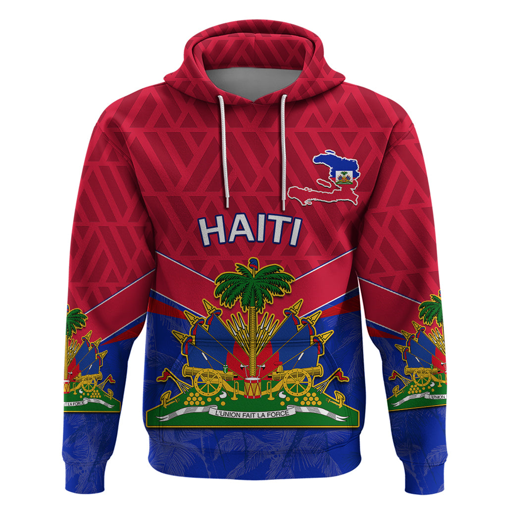 Custom Haiti Hoodie Ayiti Coat Of Arms With Map TS06 - Wonder Print Shop