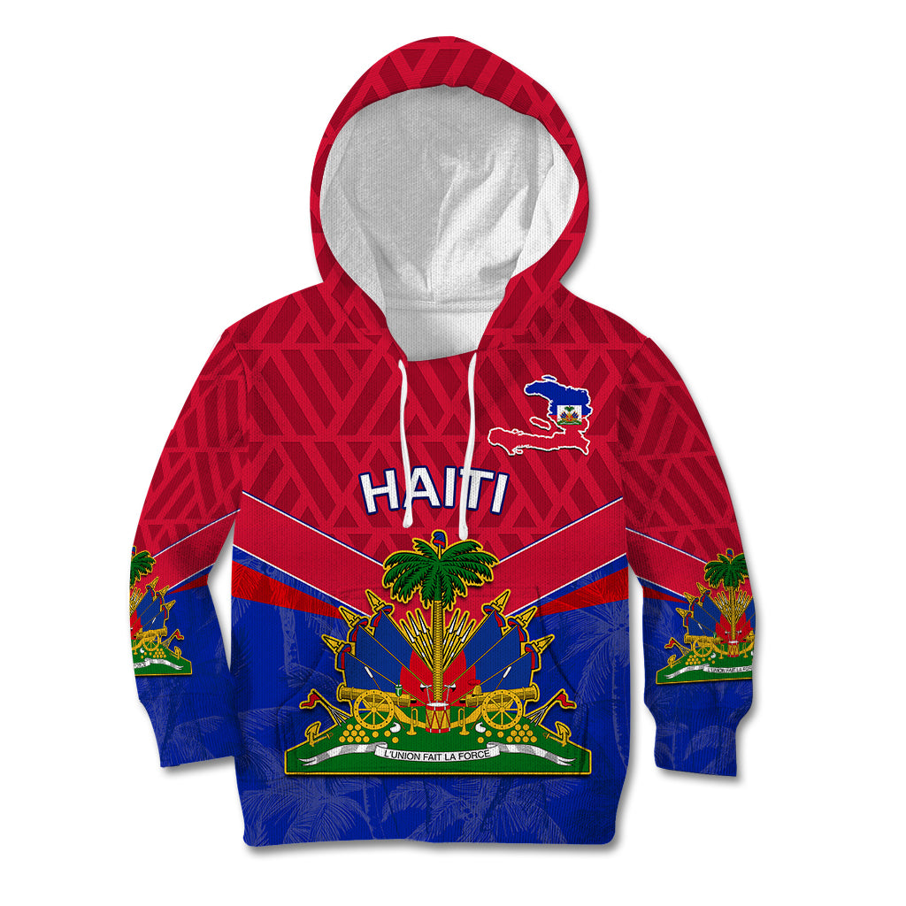 Custom Haiti Kid Hoodie Ayiti Coat Of Arms With Map TS06 - Wonder Print Shop