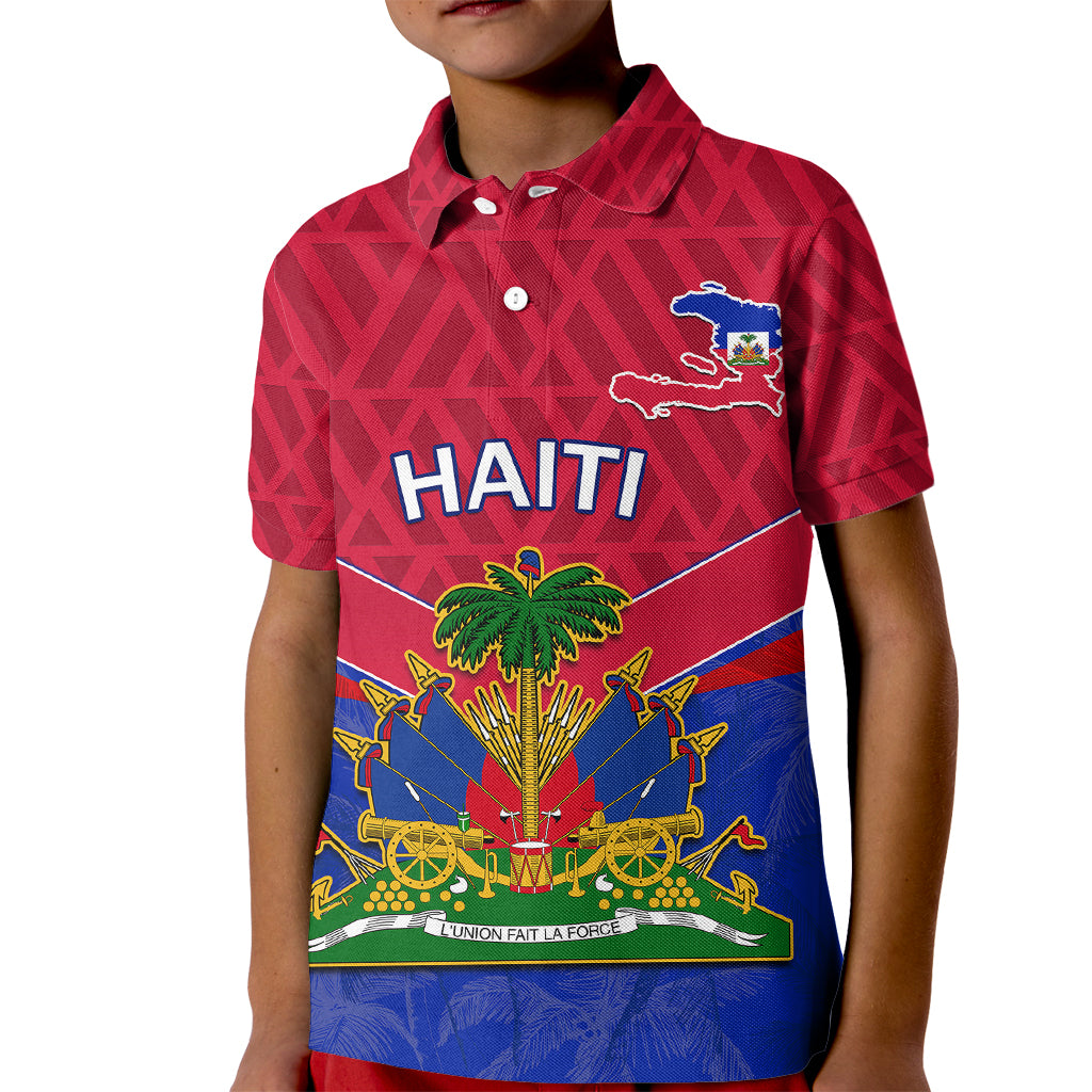 Custom Haiti Kid Polo Shirt Ayiti Coat Of Arms With Map TS06 - Wonder Print Shop