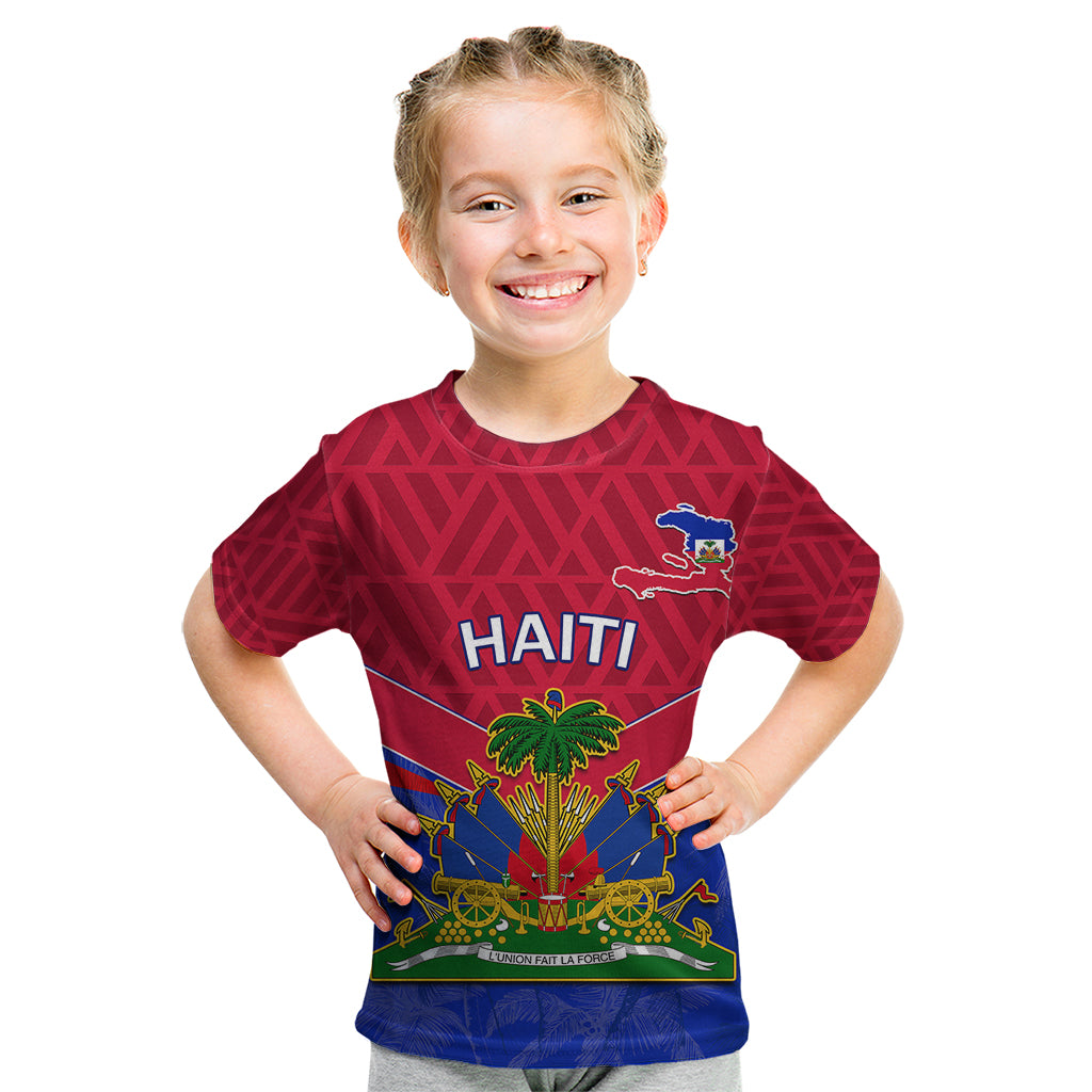 Custom Haiti Kid T Shirt Ayiti Coat Of Arms With Map TS06 - Wonder Print Shop