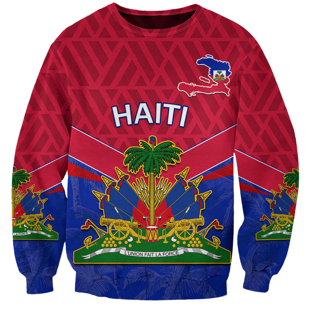 Custom Haiti Sweatshirt Ayiti Coat Of Arms With Map TS06 - Wonder Print Shop