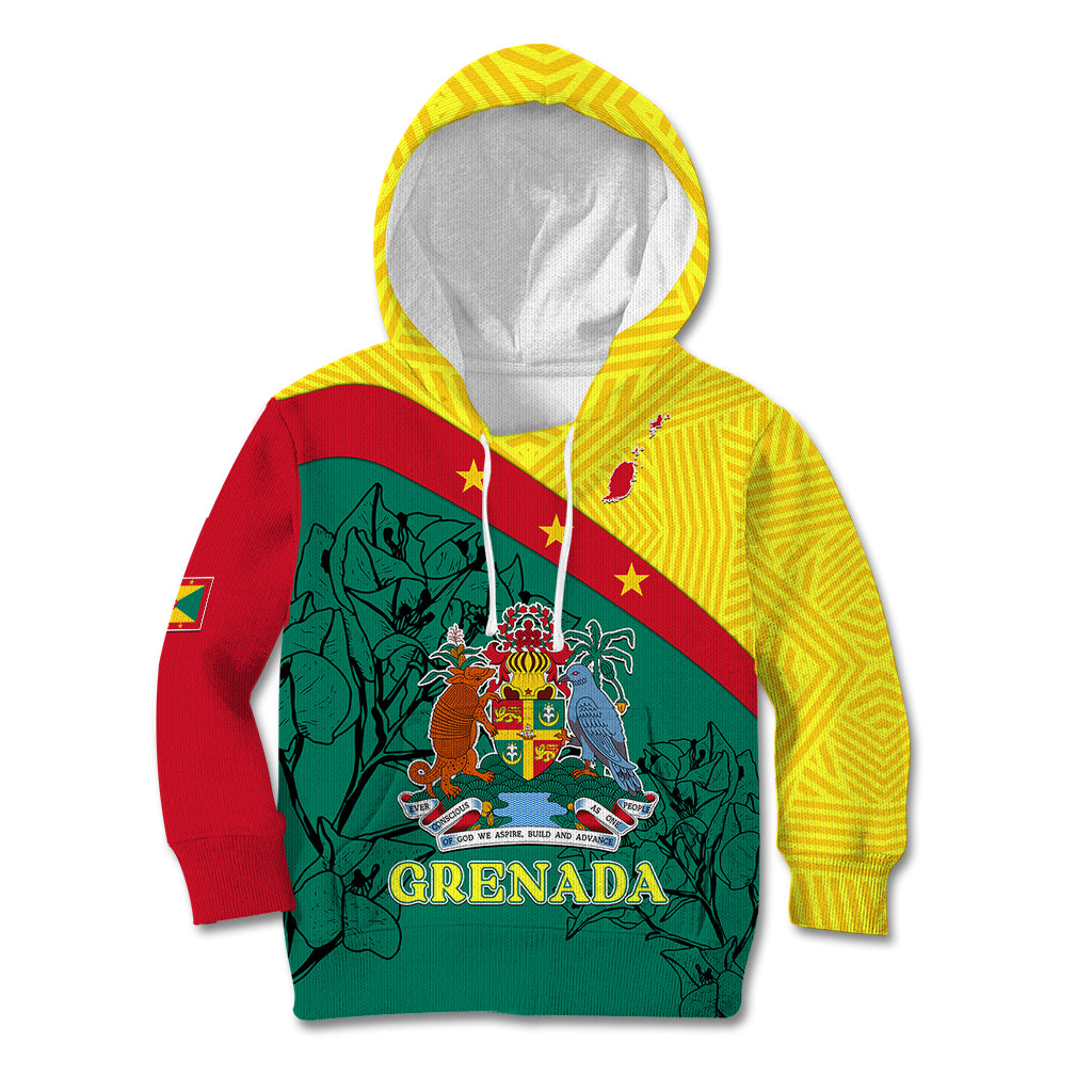 Custom Grenada Kid Hoodie Coat Of Arms With Bougainvillea Flowers TS06 - Wonder Print Shop