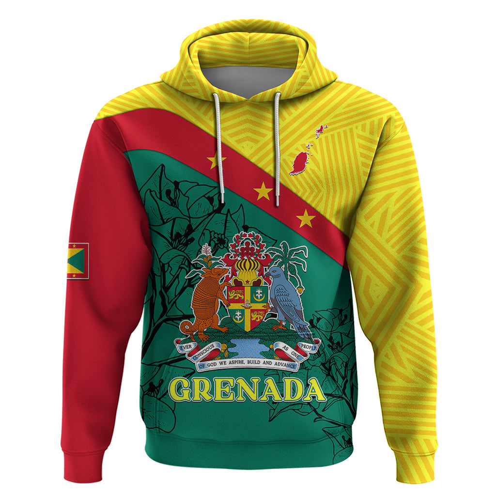 Grenada Hoodie Coat Of Arms With Bougainvillea Flowers TS06 - Wonder Print Shop