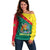 Grenada Off Shoulder Sweater Coat Of Arms With Bougainvillea Flowers TS06 - Wonder Print Shop