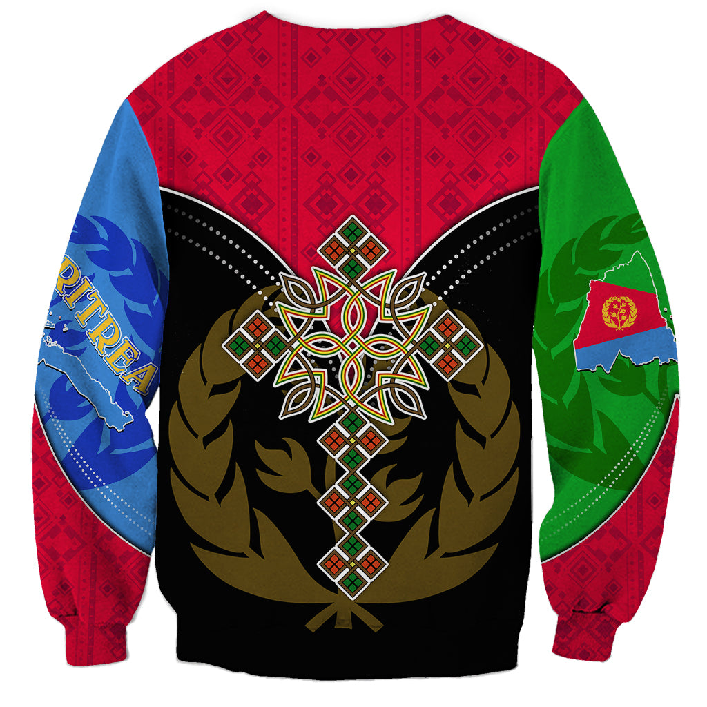 Color-block Eritrea coat of arms sweatshirt with cross graphic, long sleeves