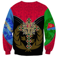 Color-block Eritrea coat of arms sweatshirt with cross graphic, long sleeves