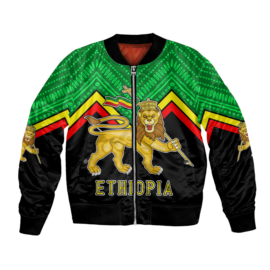 Ethiopia Bomber Jacket Coat Of Arms With Hand Drawn Pattern TS06 - Wonder Print Shop