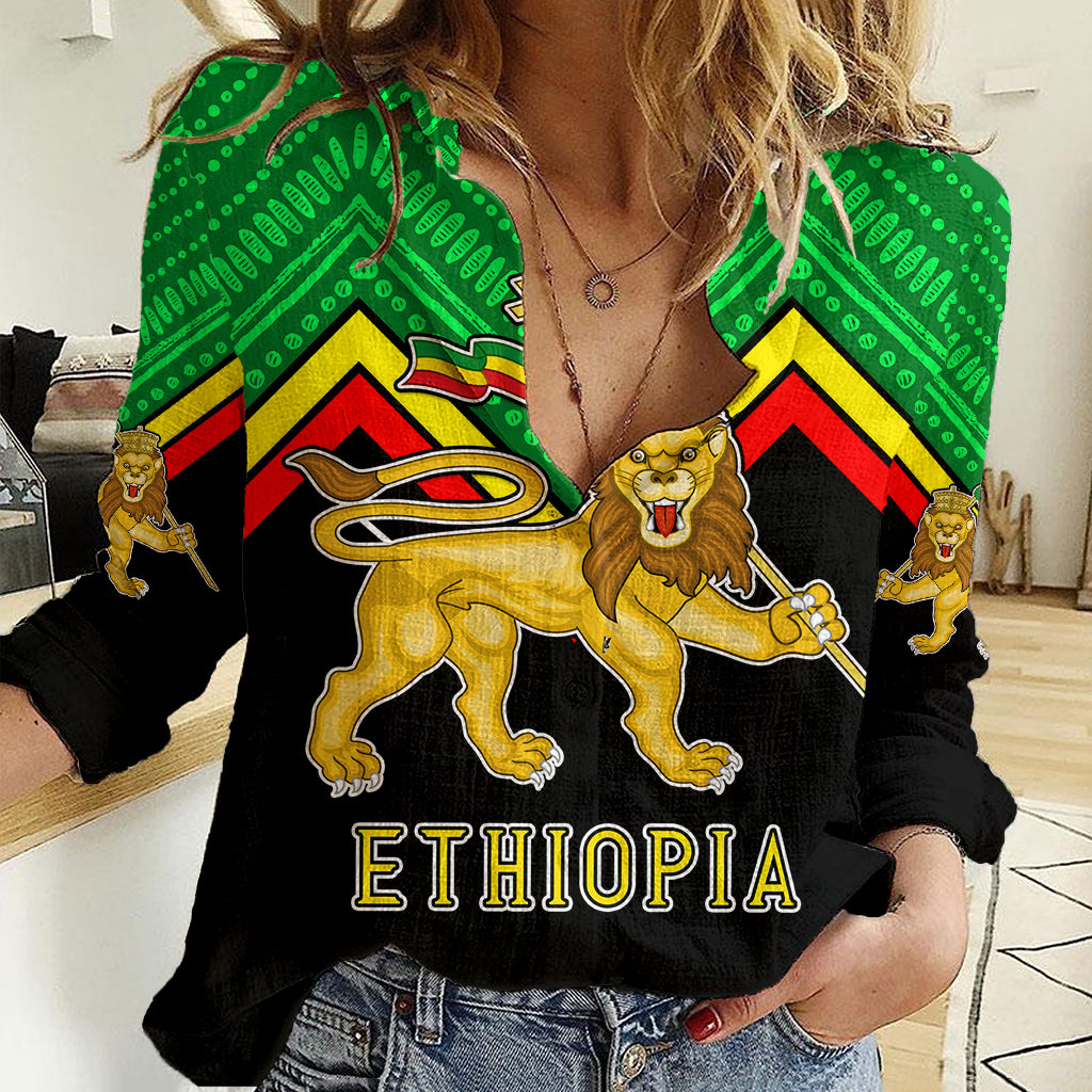 ethiopia-women-casual-shirt-coat-of-arms-with-hand-drawn-pattern