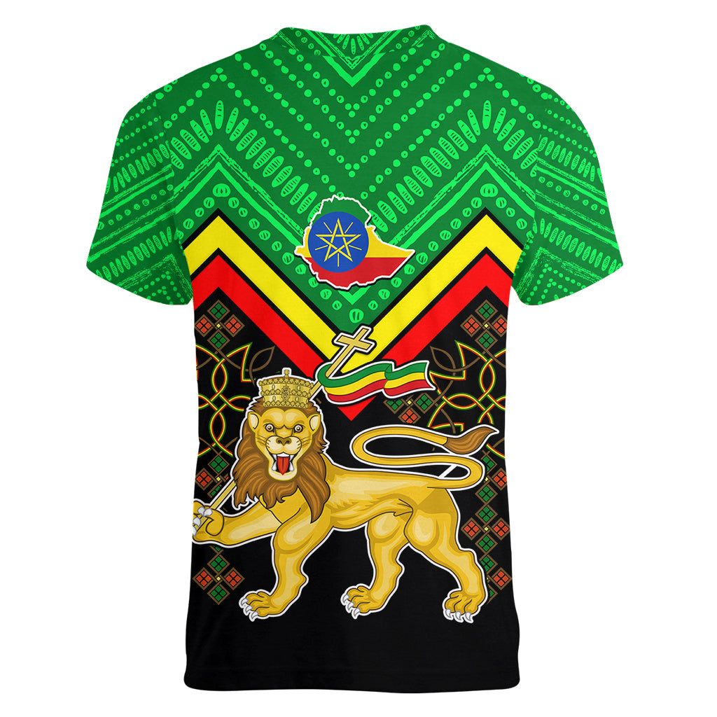 ethiopia-women-v-neck-t-shirt-coat-of-arms-with-hand-drawn-pattern