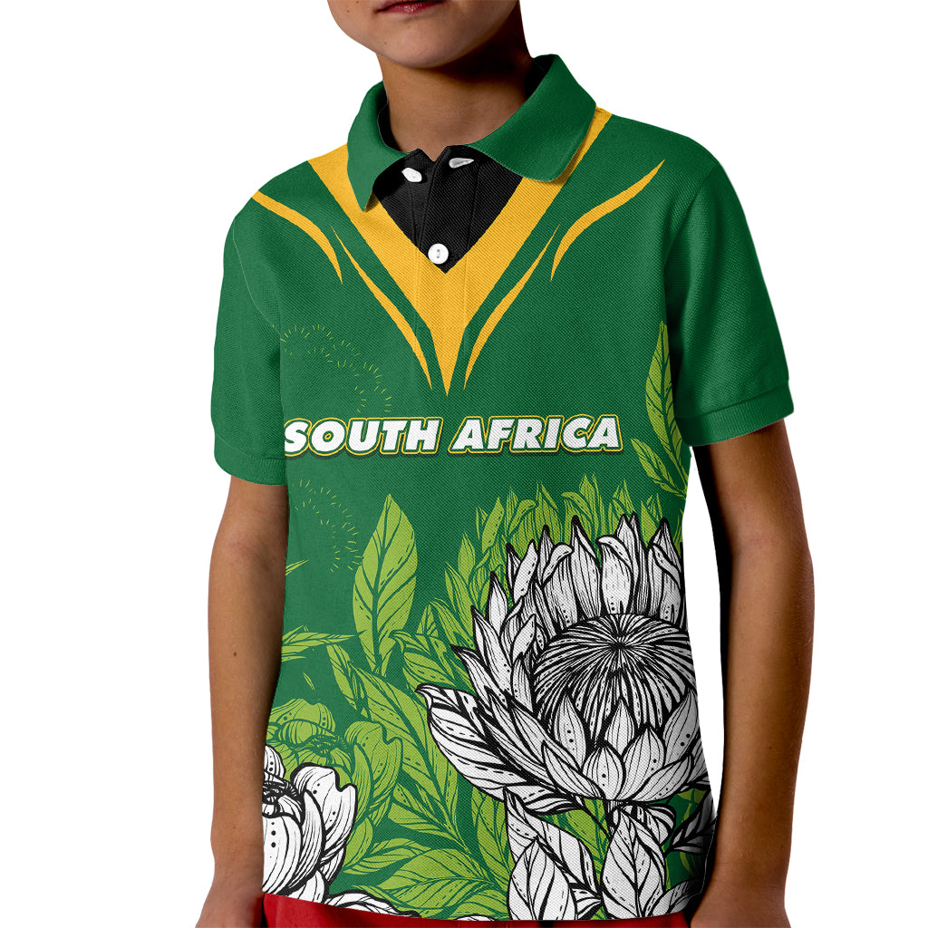 Personalised South Africa Kid Polo Shirt King Protea With Flag TS06 - Wonder Print Shop