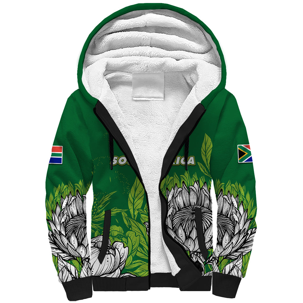 Personalised South Africa Sherpa Hoodie King Protea With Flag TS06 - Wonder Print Shop